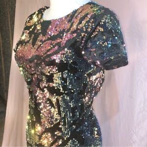 Prom Color Changing Sequin Mini Dress Size XS Party Wedding Bridesmaid Sheath